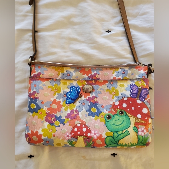 Coach Handbags - Coach Hand Painted Bag with Sweet Frog and Butterfly  🐸🦋